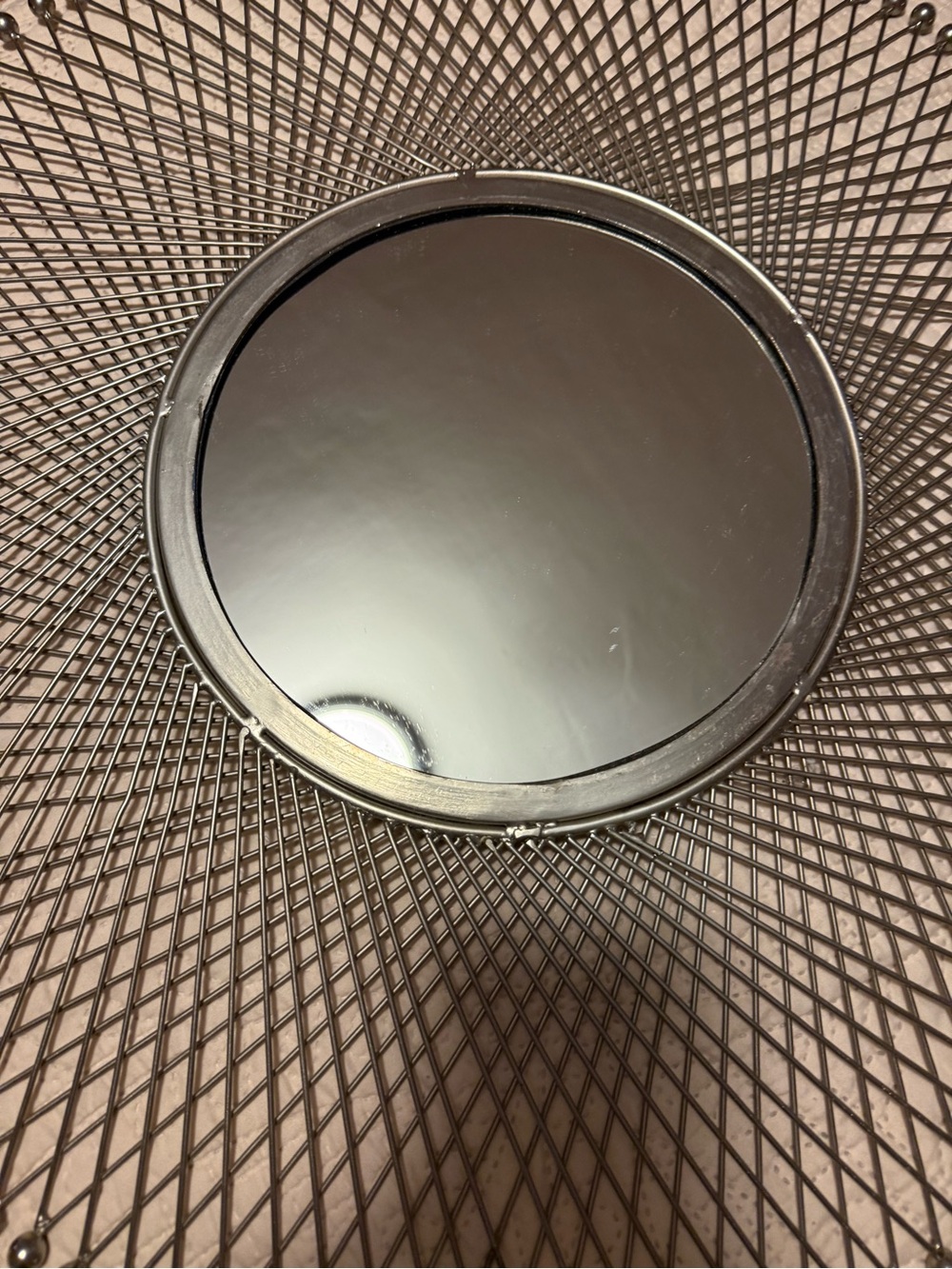 Metal Sunburst Wall Mirror in Gunmetal Gray - Picture 3 of 8